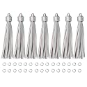 4.3'' Silver Leather Tassels 12Pcs with Silver Caps for Keychains