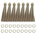 4.3'' Beige Leather Tassels 12Pcs for Keychains