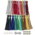 4.3''Assorted Leather Tassels 20Pcs with Gold Caps for Keychains