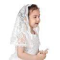 PAMOR First Communion Veils for Girls Lace Chapel Veil Mantilla Veils Latin Mass Church Veil for Catholic Baptism D Shape
