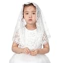 PAMOR First Communion Veils for Girls Lace Chapel Veil Mantilla Veils Latin Mass Church Veil for Catholic Baptism D Shape