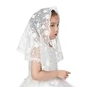 PAMOR First Communion Veils for Girls Lace Chapel Veil Mantilla Veils Latin Mass Church Veil for Catholic Baptism D Shape