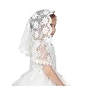 PAMOR First Communion Veils for Girls Lace Chapel Veil Mantilla Veils Latin Mass Church Veil for Catholic Baptism D Shape