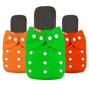cloth diapers with 5 layer bamboo insert pads  reusable washable diapers for newborn baby infant toddler  adjustable cotton pocket nappies pack red green orange