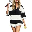 Panadila Women's Striped Workout Set Summer Matching 2 Piece Short Set
