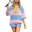 Panadila Women's Striped Workout Set Summer Matching 2 Piece Short Set