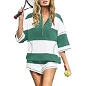 Panadila Women's Striped Workout Set Summer Matching 2 Piece Short Set