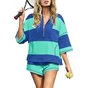 Panadila Women's Striped Workout Set Summer Matching 2 Piece Short Set