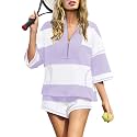 Panadila Women's Striped Workout Set Summer Matching 2 Piece Short Set