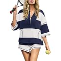 Panadila Women's Striped Workout Set Summer Matching 2 Piece Short Set
