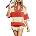 Panadila Women's Striped Workout Set Summer Matching 2 Piece Short Set
