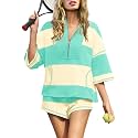 Panadila Women's Striped Workout Set Summer Matching 2 Piece Short Set