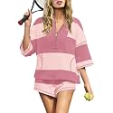 Panadila Women's Striped Workout Set Summer Matching 2 Piece Short Set