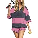 Panadila Women's Striped Workout Set Summer Matching 2 Piece Short Set