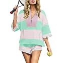 Panadila Women's Striped Workout Set Summer Matching 2 Piece Short Set