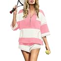 Panadila Women's Striped Workout Set Summer Matching 2 Piece Short Set
