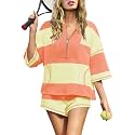 Panadila Women's Striped Workout Set Summer Matching 2 Piece Short Set