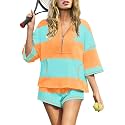Panadila Women's Striped Workout Set Summer Matching 2 Piece Short Set