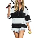 Panadila Women's Striped Workout Set Summer Matching 2 Piece Short Set