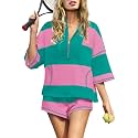 Panadila Women's Striped Workout Set Summer Matching 2 Piece Short Set