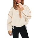 Panadila Womens Half Zip Fleece Pullover Sherpa Jacket