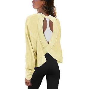Panadila Womens Open Back Workout Tops Long