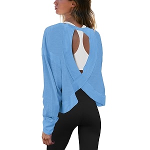 Panadila Womens Open Back Workout Tops Long