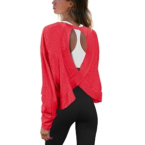 Panadila Womens Open Back Workout Tops Long