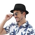 Panama Hat Straw Fedora Hat for Men Women Packable Short Brim UPF 50+ UV Sun Protection Summer Beach Hat