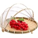 PANCA Multipurpose Bamboo Storage Basket for Kitchen, Onion Potato Sabji, Fruit Storage Basket With Cover, Countertop Kitchen Organizer (Multipurpose Bamboo Basket)
