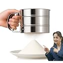 PANCA Stainless Steel Flour Sifter | Hand Press Atta Chhani with Handle | Large Capacity Corrosion-Resistant Flour Sieve Cup for Baking, Sugar, Wheat, Maida & Powdered Ingredients (1 Pc, Silver)
