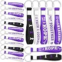 Blueweenly Pancreatic Cancer Awareness Products Purple Ribbon Silicone Keychains for Alzheimer's, Lupus, Overdose