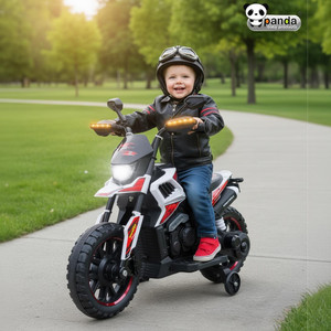panda baby products electric ride-on bike for kids  sport edition with led lights  training wheels bike battery operated ride on