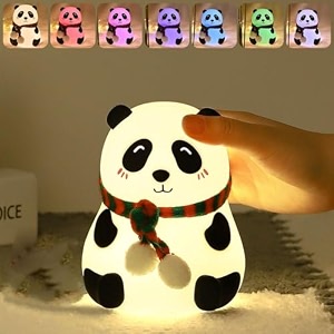 tekcool panda night light for kids- rechargeable silicone led lamp 7-color changing perfect room decor amp gift for toddler children teens- cute valentine39s day present close eye sandal