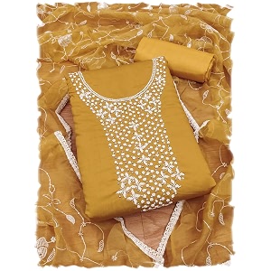 Pandadi Saree Womens Chanderi Khatli Work Unstitched