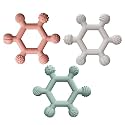 PandaEar 3 Pack Teething Toys for Toddler & Infant, 0-12 Months, Silicone Baby Teether BPA Free, Soft & Textured Ring Teether for Teething Pain Relief