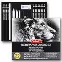 PANDAFLY Drawing Sketching Pencil Set, 22 Piece, Graphite Pencils (12B-2H)