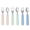 Pandaloo Kids Silverware with Soft Silicone Handle | Toddler Fork &amp; Spoon Set (6pcs) | Toddler Utensils | Food-Grade Silicone + Stainless Steel | Dishwasher Safe | Encourages Independent Eating