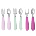 Pandaloo Kids Silverware with Soft Silicone Handle | Toddler Fork & Spoon Set (6pcs) | Toddler Utensils | Food-Grade Silicone + Stainless Steel | Dishwasher Safe | Encourages Independent Eating