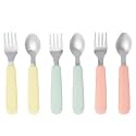 Pandaloo Kids Silverware with Soft Silicone Handle | Toddler Fork & Spoon Set (6pcs) | Toddler Utensils | Food-Grade Silicone + Stainless Steel | Dishwasher Safe | Encourages Independent Eating