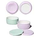 Pandaloo® Porcelain Kids Bowls 2-Pack with Removable Suction Base &amp; Silicone Lid, Non-Toxic Toddler Feeding Bowls, Microwave &amp; Dishwasher Safe, Ceramic Baby Bowls for Babies &amp; Toddlers