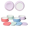 Pandaloo® Porcelain Kids Bowls 4-Pack with Removable Suction Base &amp; Silicone Lid, Non-Toxic Toddler Feeding Bowls, Microwave &amp; Dishwasher Safe, Ceramic Baby Bowls for Babies &amp; Toddlers