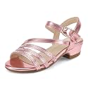 PANDANINJIA Girls Heels Dress Shoes Open Toe