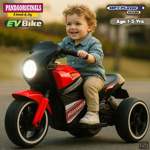 pandaoriginals ninja ev with music and lights forward and backward gear built in mp3 player bike battery operated ride on
