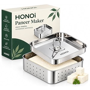 paneer maker steel mould big size paneer press with lid stainless steel tofu press machine and paneer strainer - sprouts maker box stainless steel for low fat paneer square 500ml