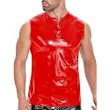 Panegy Men's Liquid Shiny Leather Shirt Jacket Slim Fit Wetlook Party Nightout Club 70s/80s Disco Blouse Tshirt