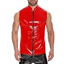 Panegy Men's Liquid Shiny Leather Shirt Jacket Slim Fit Wetlook Party Nightout Club 70s/80s Disco Blouse Tshirt