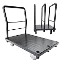 Panel Cart 2in1 Drywall Cart Platform Truck Heavy Duty Dolly 2500 lbs Capacity Lumber and Flatbed Mover with Swivel Casters and 1 Front 3 Side Handrails 38" x 24" Push Truck
