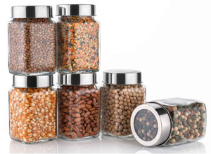 PANELS Pack of 6 Glass Grocery Container