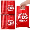 Panelee 100 Pcs AIDS Awareness Red Ribbon Plastic Goody Bags with Handles